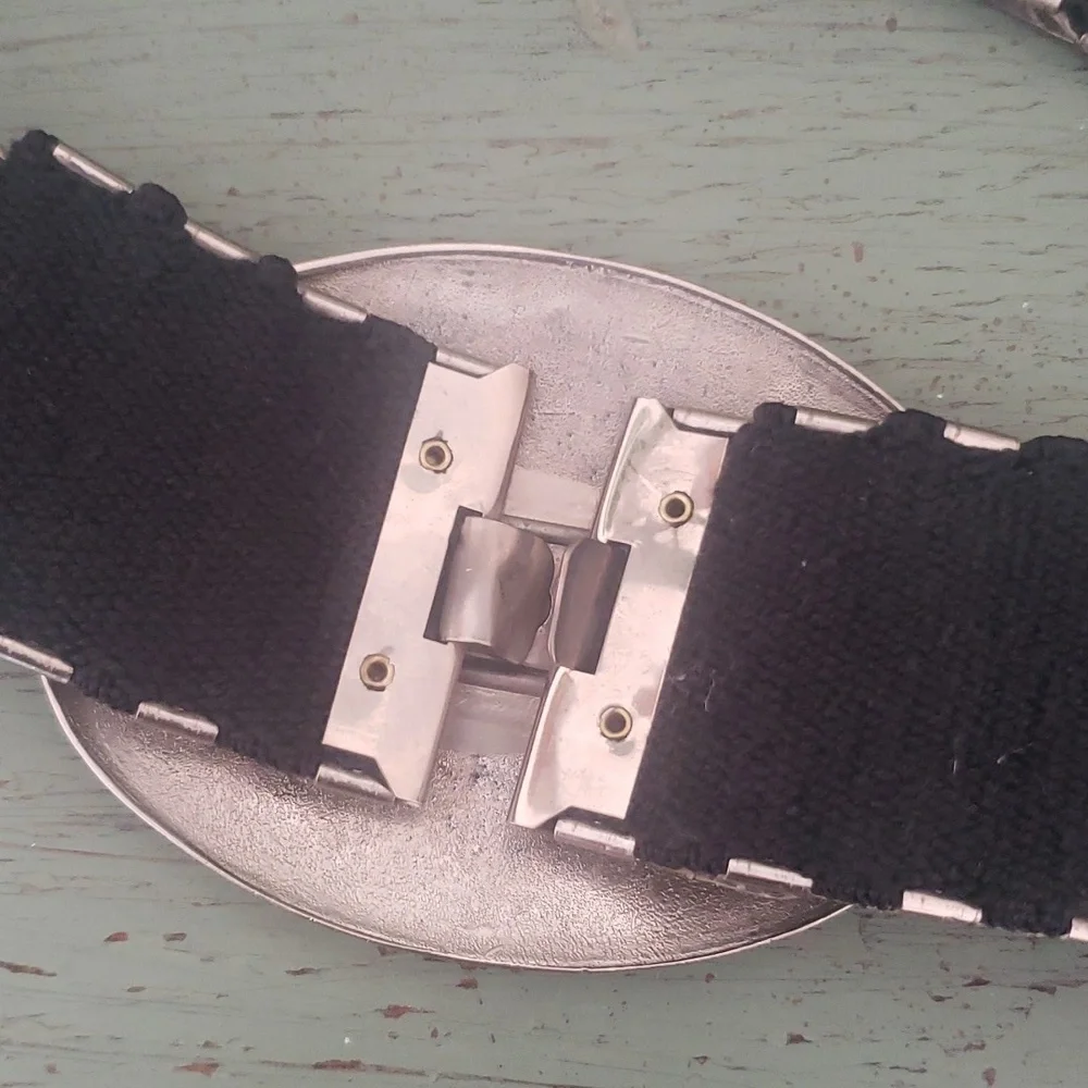 Vintage Silver Western Floral Accordian Chain Stretch Belt